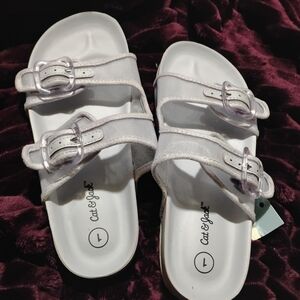 Cat & Jack Women's Silver Buckle Sandals